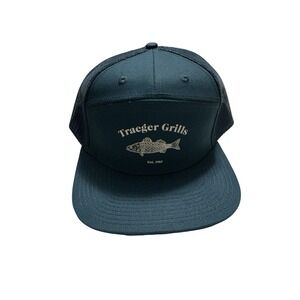 Traeger Pellet Grills Pukka Teal Hat Snapback‎ Cap RARE Fish